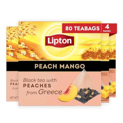 Lipton Black Tea Peach Mango pyramid tea bags infuse rich fruit aromas.