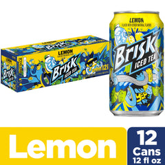 Lipton Brisk Lemon iced tea can side view highlighting bold flavor