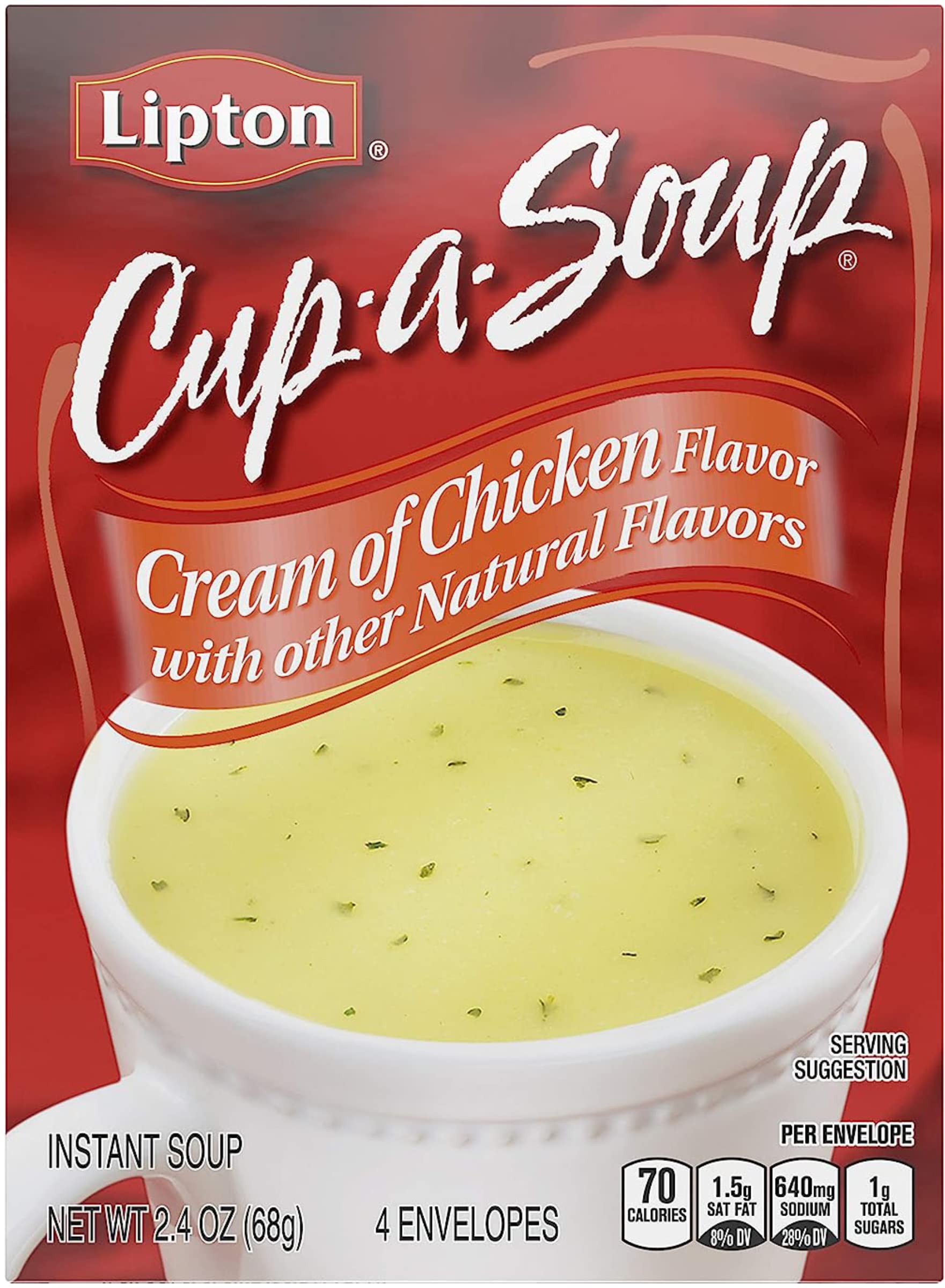 Lipton Cup-a-Soup Cream of Chicken noodles swirl in creamy broth