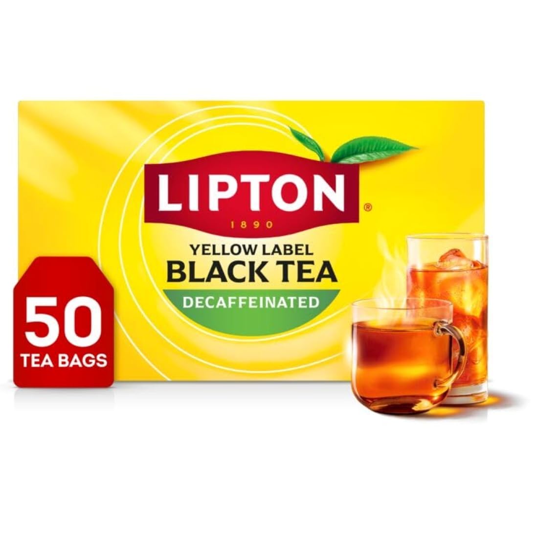 Lipton Decaf Black Tea Bags box for anytime tea with foil freshness.