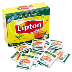 Lipton decaf black tea bags ready for quick, caffeine-free servings