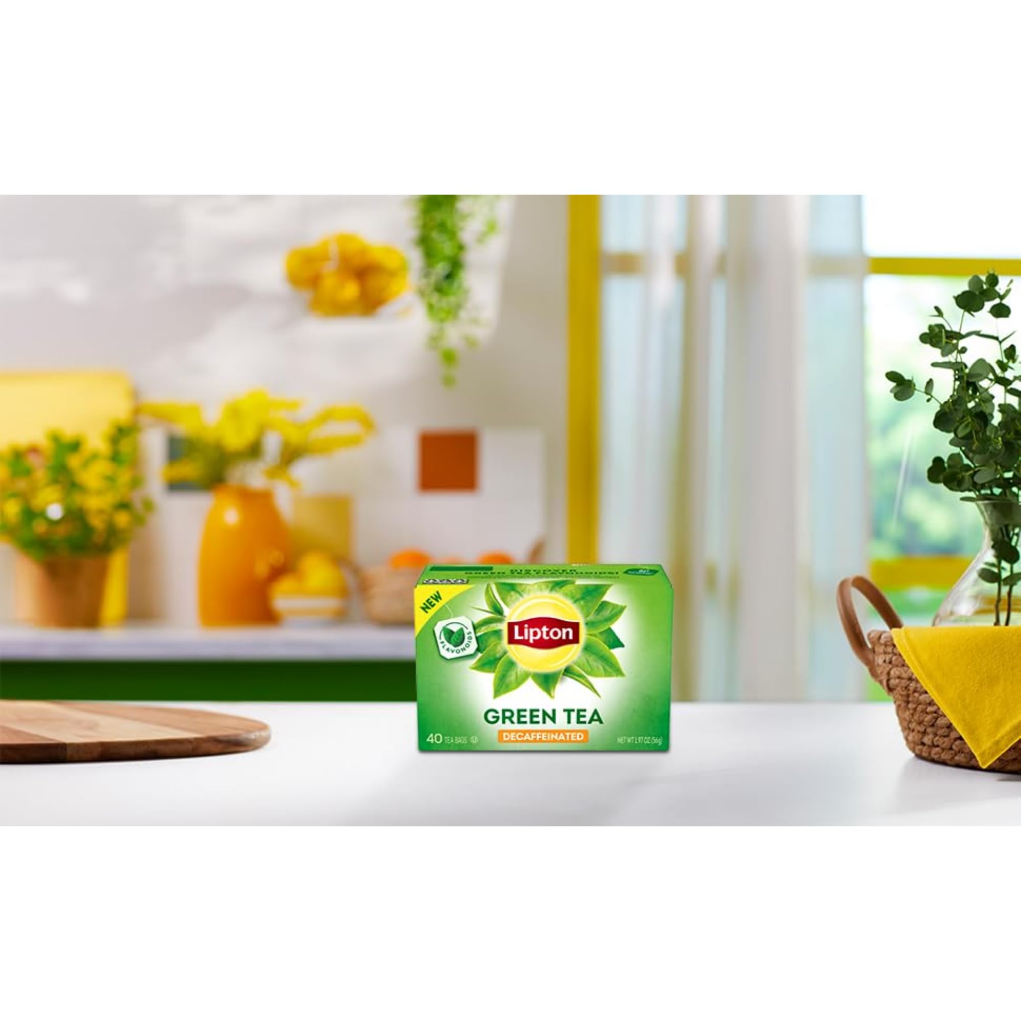 Lipton Decaf Green Tea Bags label highlights Rainforest Alliance certification