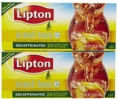 Lipton Decaffeinated Iced Tea, family-size tea bags, ideal for caffeine-free refreshment and easy hosting.