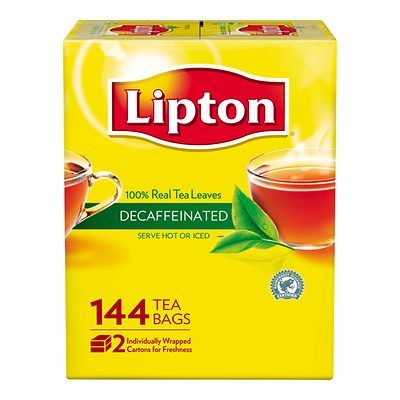 Lipton decaf tea bags close-up packets for soothing evening sip