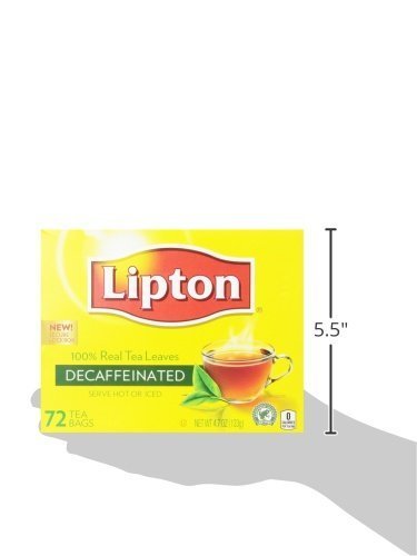 Lipton decaf tea bags packaging on counter for quick brew