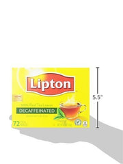 Lipton decaf tea bags packaging on counter for quick brew