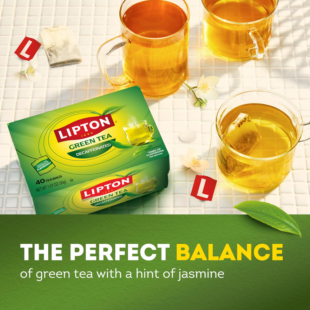 Lipton Decaffeinated Green Tea Bags pitcher setup illustrating easy iced tea prep.