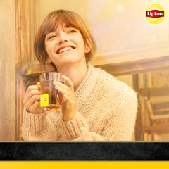 Lipton Decaffeinated Tea Bags brewing cup showcases hot tea aroma
