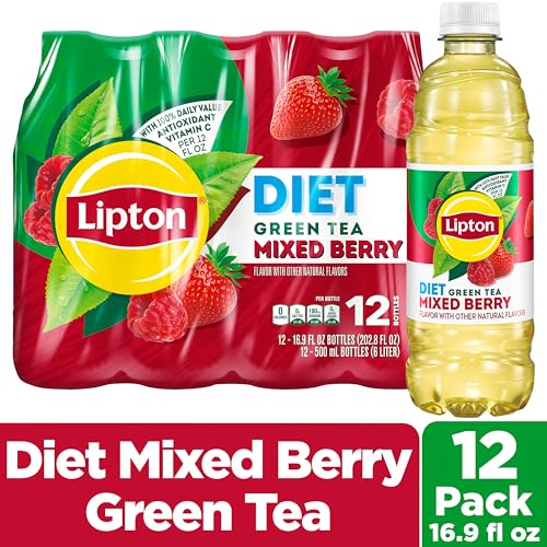 Lipton Diet Mixed Berry Green Tea 12-pack displayed for convenient refreshment.