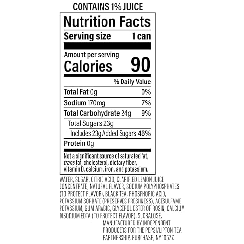 Close-up of Lipton Fusions label showing sugar and calorie benefits