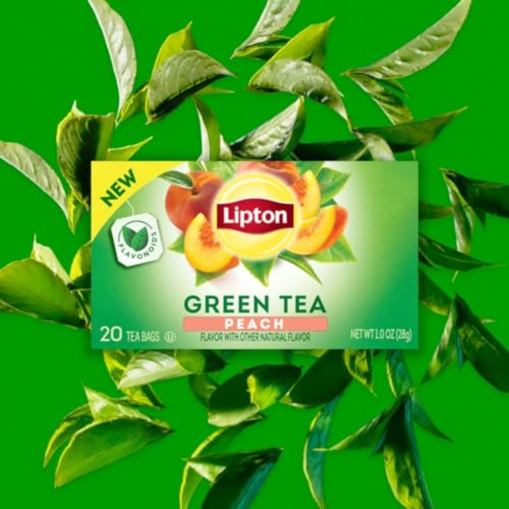 Lipton Unsweetened green tea bags label showing zero calories