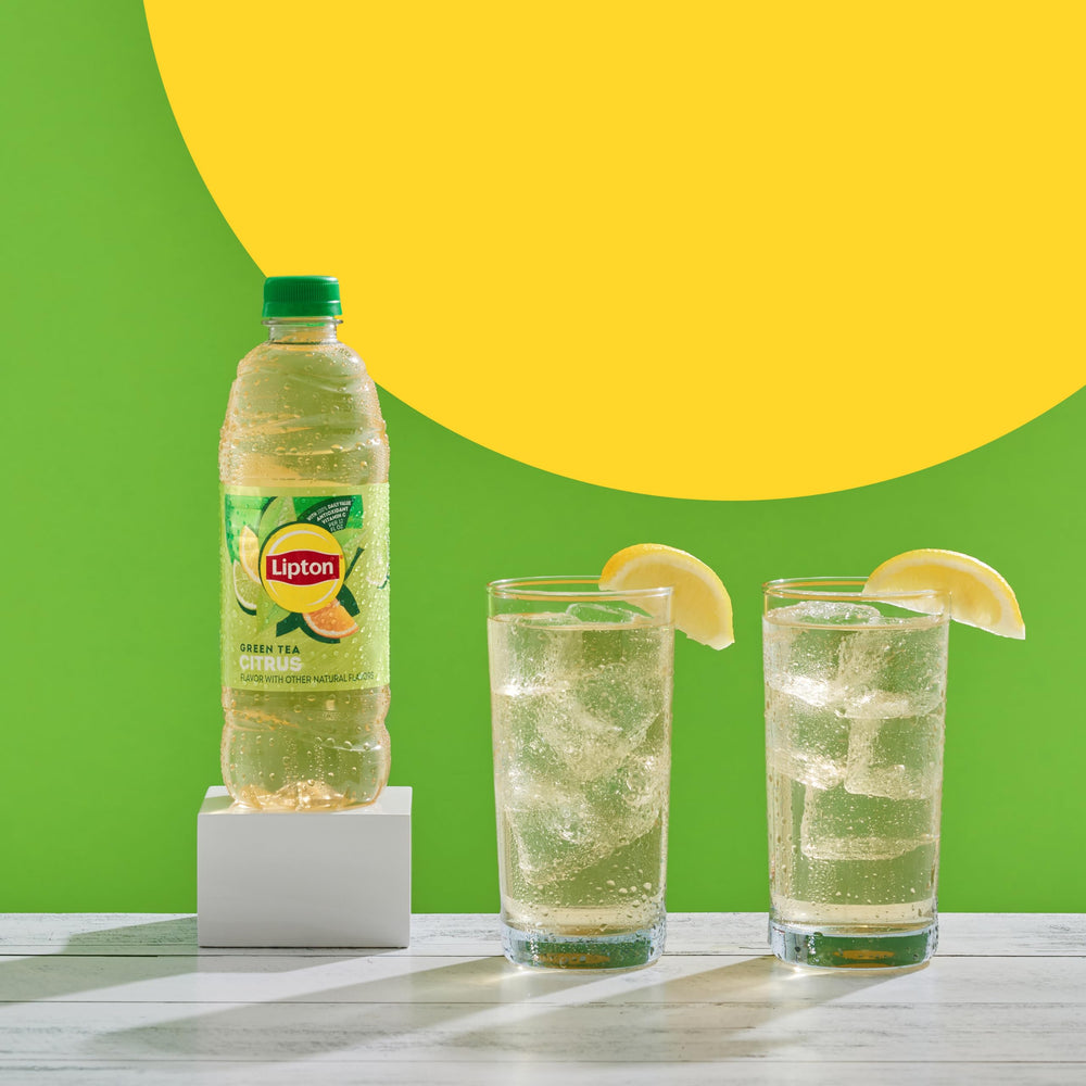 Lipton Green Tea Citrus with citrus slice highlights bright flavor.