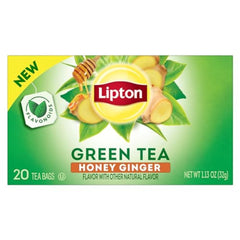 Lipton Honey Ginger Green Tea Bags deliver fragrant flavor for hot or iced tea.