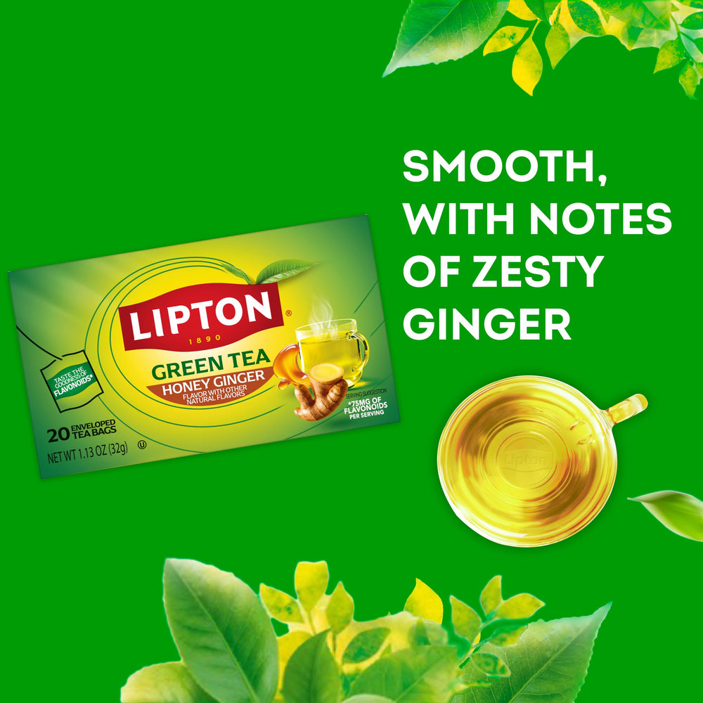 Brew Lipton honey ginger green tea in iced pitcher for a refreshing cold drink.