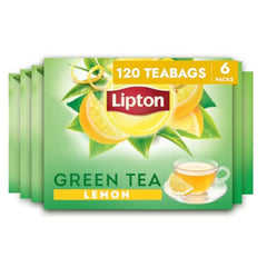 Lipton Lemon Green Tea bag closeup highlighting citrus aroma for a comforting cup.
