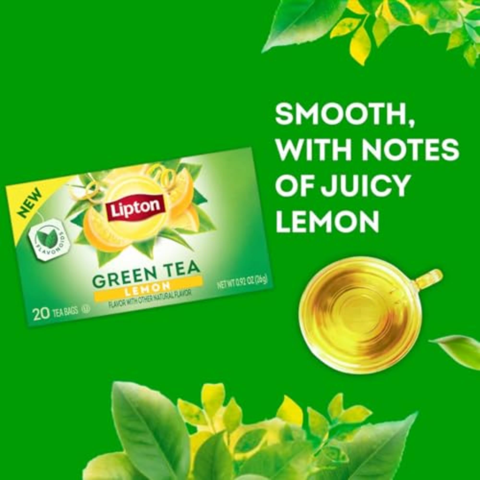 Lipton Lemon Green Tea bag pack six for convenient daily use.