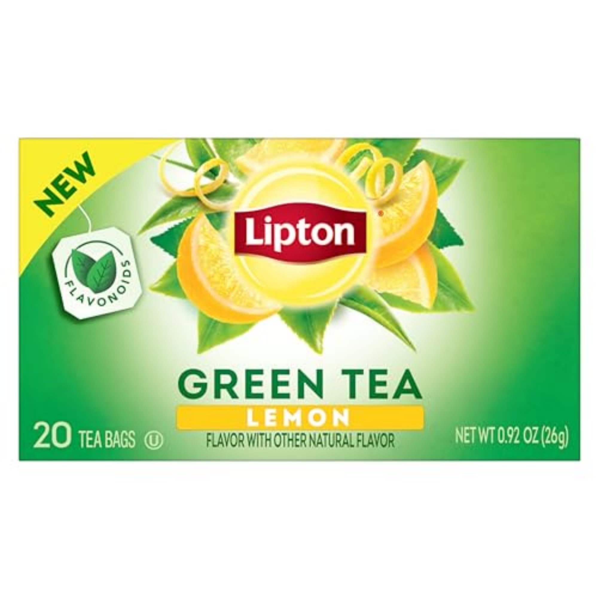 Lipton Lemon Green Tea bags in packaging for easy daily brewing