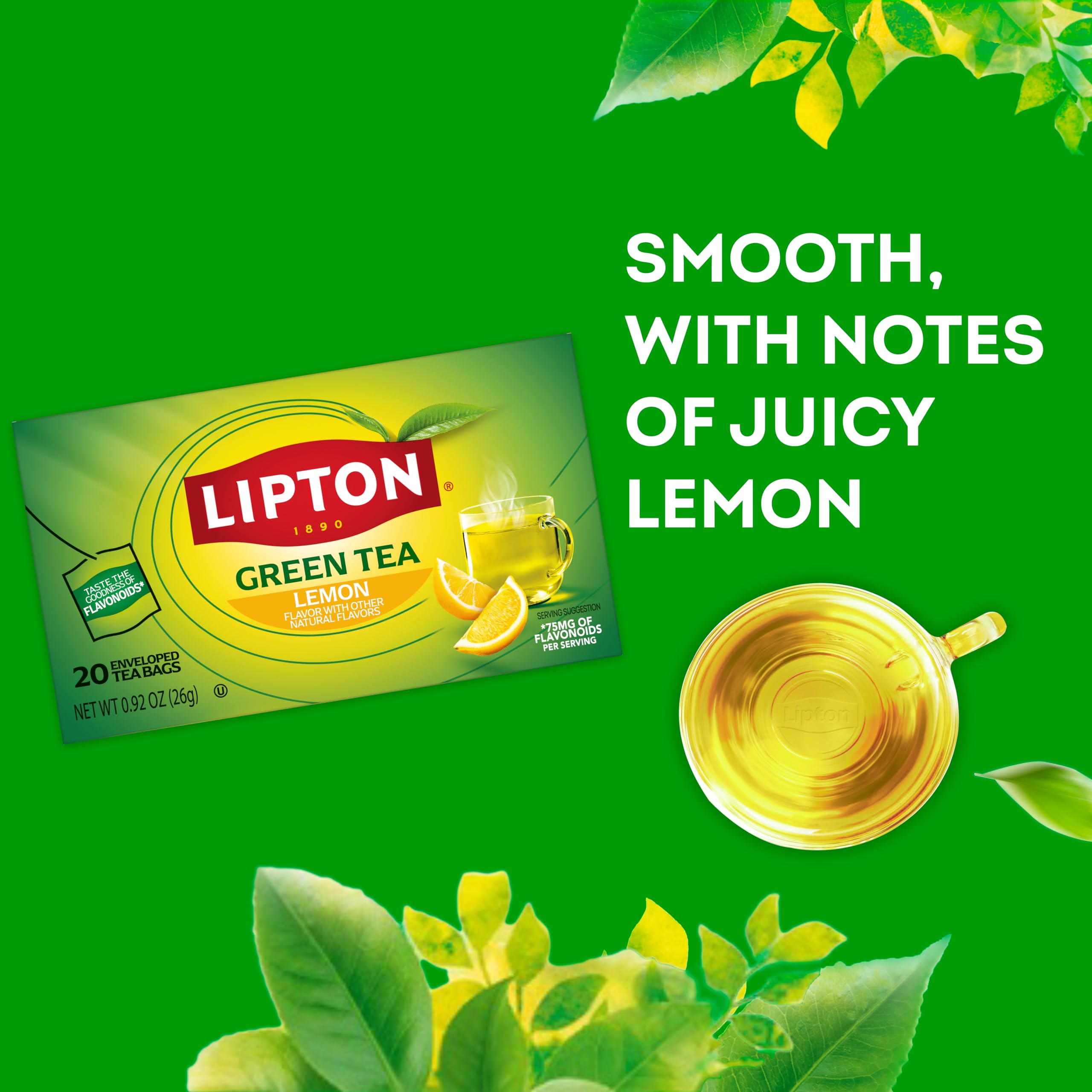 Lipton Lemon Green Tea lemon slice closeup with vibrant color