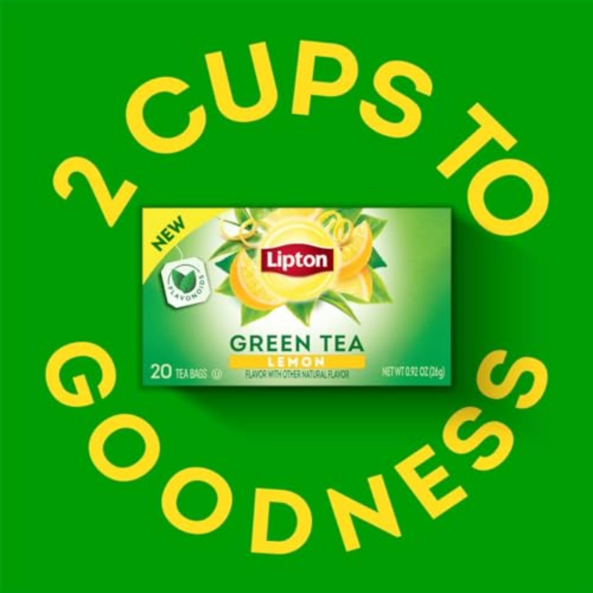 Lipton Lemon Green Tea lemon slice visual adding bright flavor cues.
