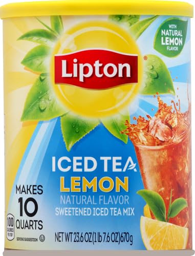 Lipton Lemon Iced Tea Mix natural flavors enhance lemon notes
