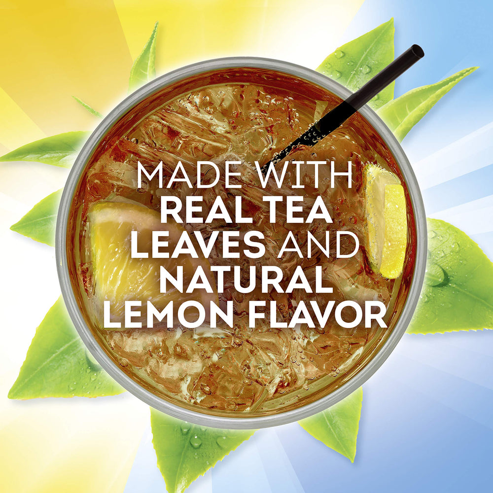 Lipton Lemon Iced Tea Mix pitcher setup for a family gathering.