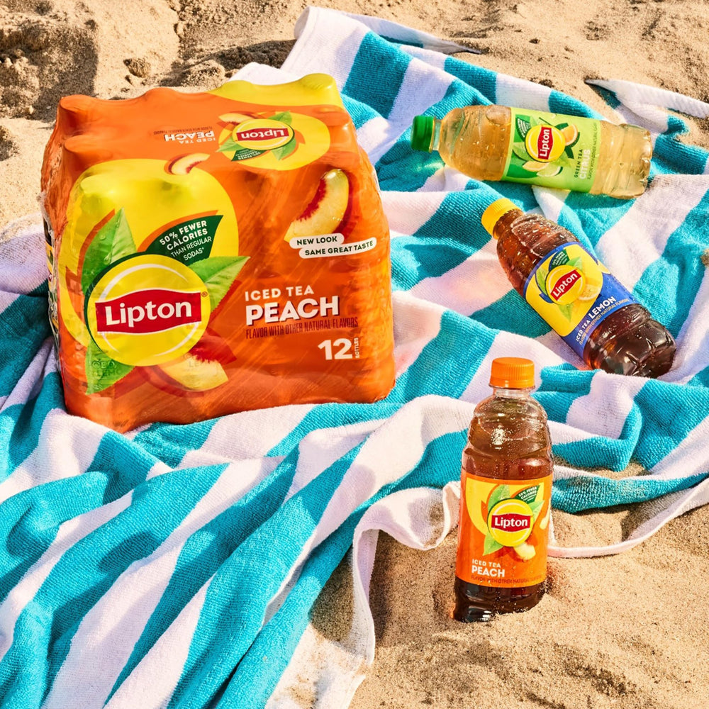 Lipton recyclable bottle symbol emphasizes eco-friendly packaging.