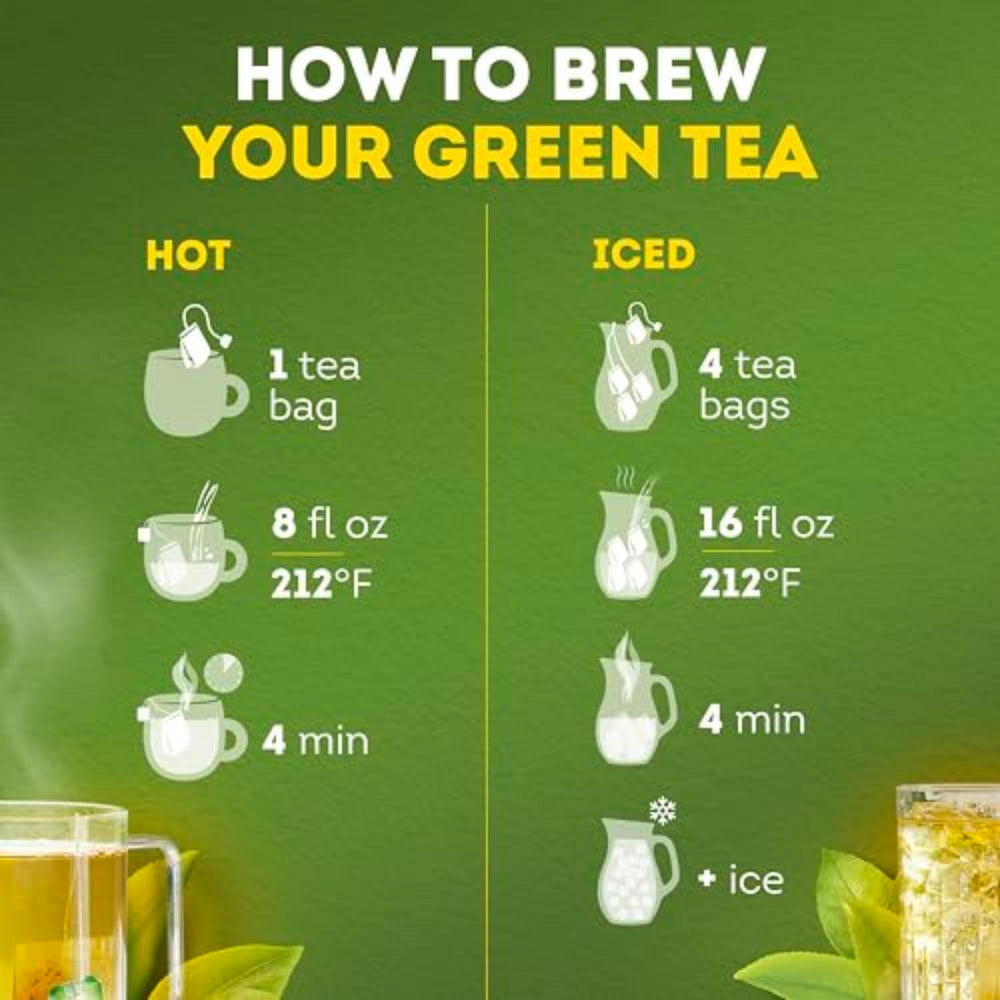 Caffeine level hinted by Lipton's green tea, offering a gentle energy lift.