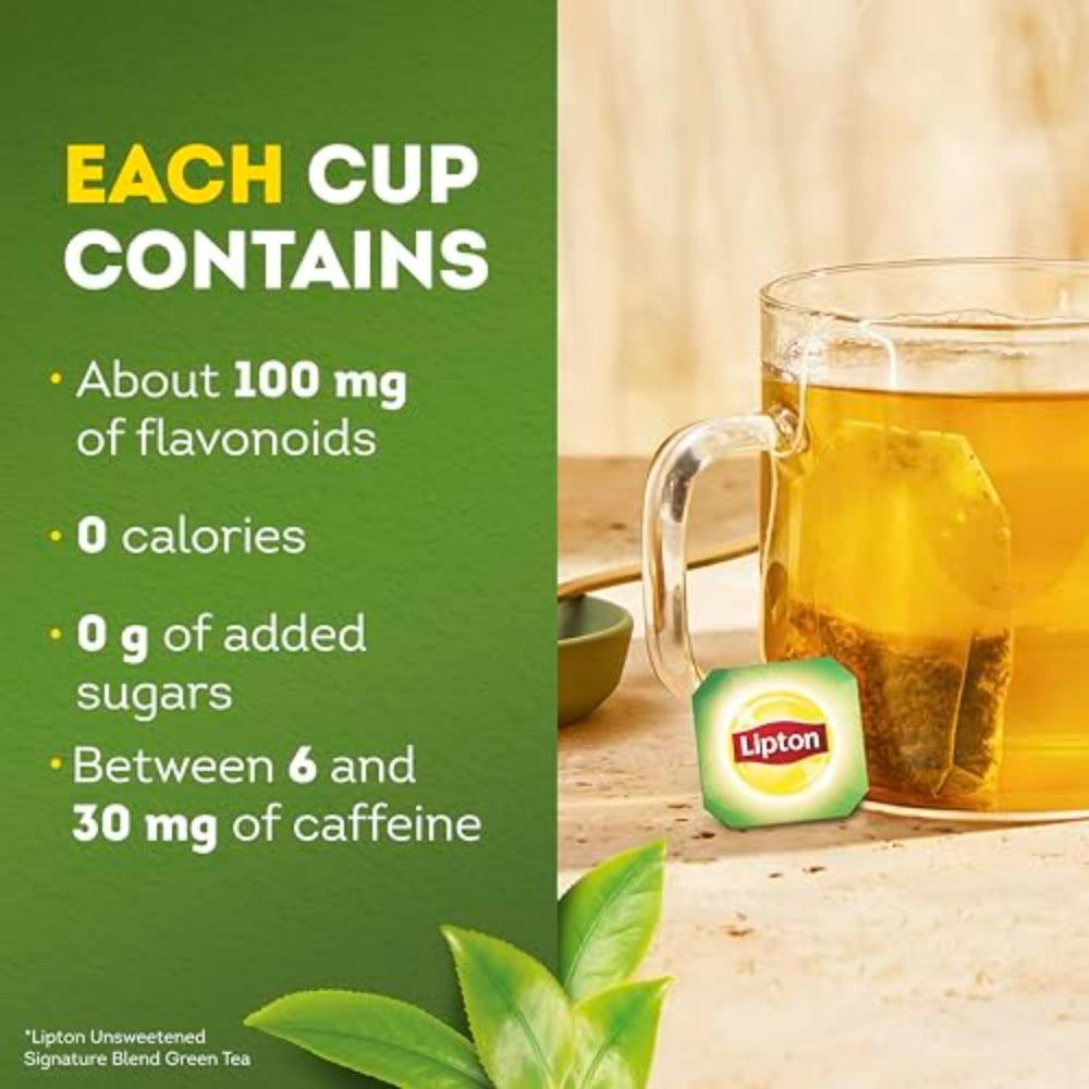 Daily routine moment with Lipton Signature Blend Green Tea in the morning.
