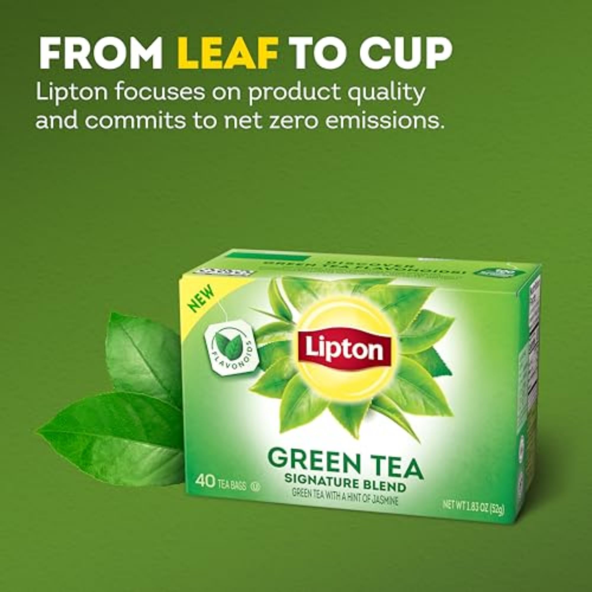 Pantry-ready Lipton Signature Blend Green Tea packs for households.