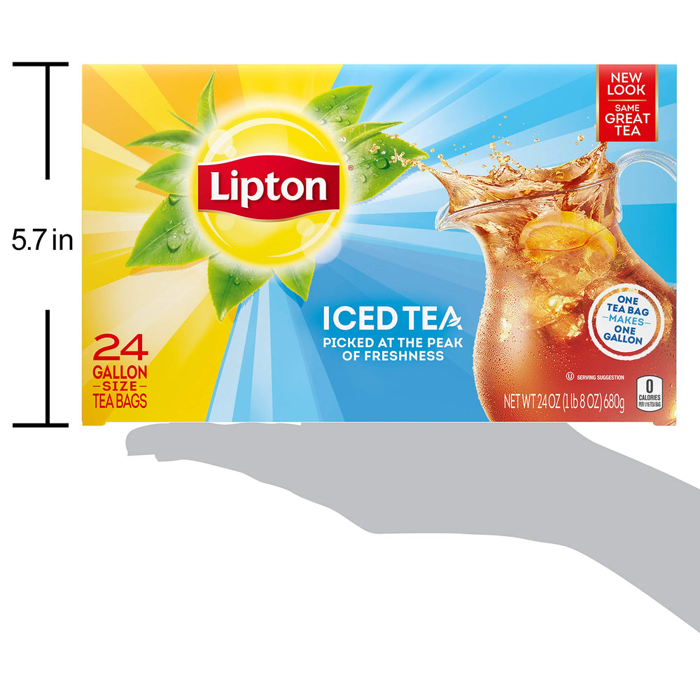 Lipton signature iced tea bags closeup emphasizing real tea quality