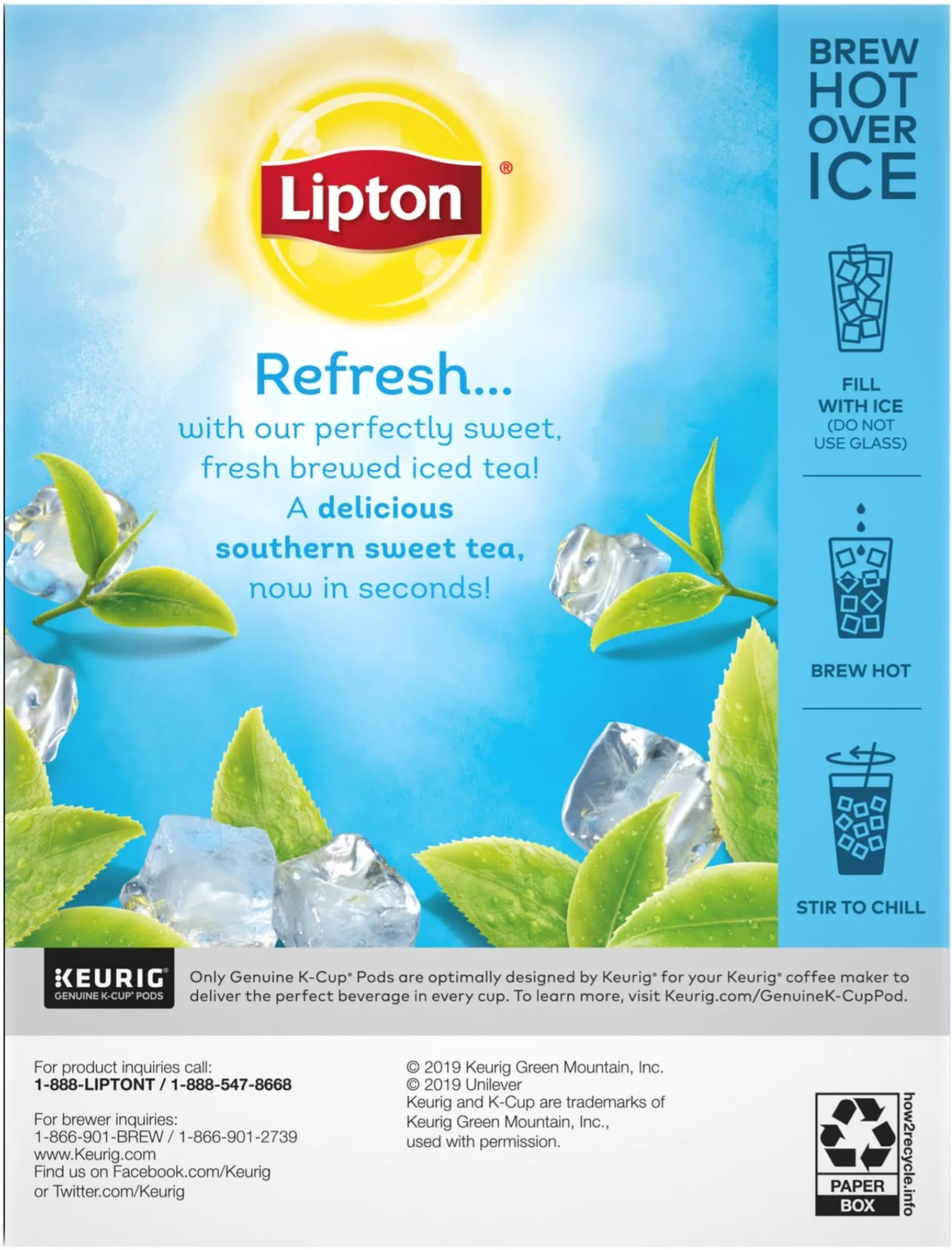 Pour Lipton Southern Sweet Iced Tea over ice for a refreshing, convenient cup.