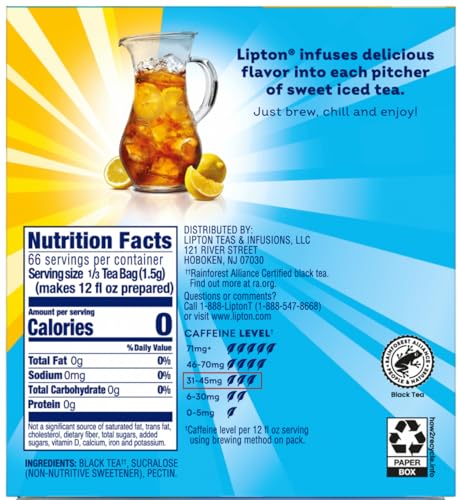 Lipton Southern Sweet Iced Tea on kitchen counter ready to brew.