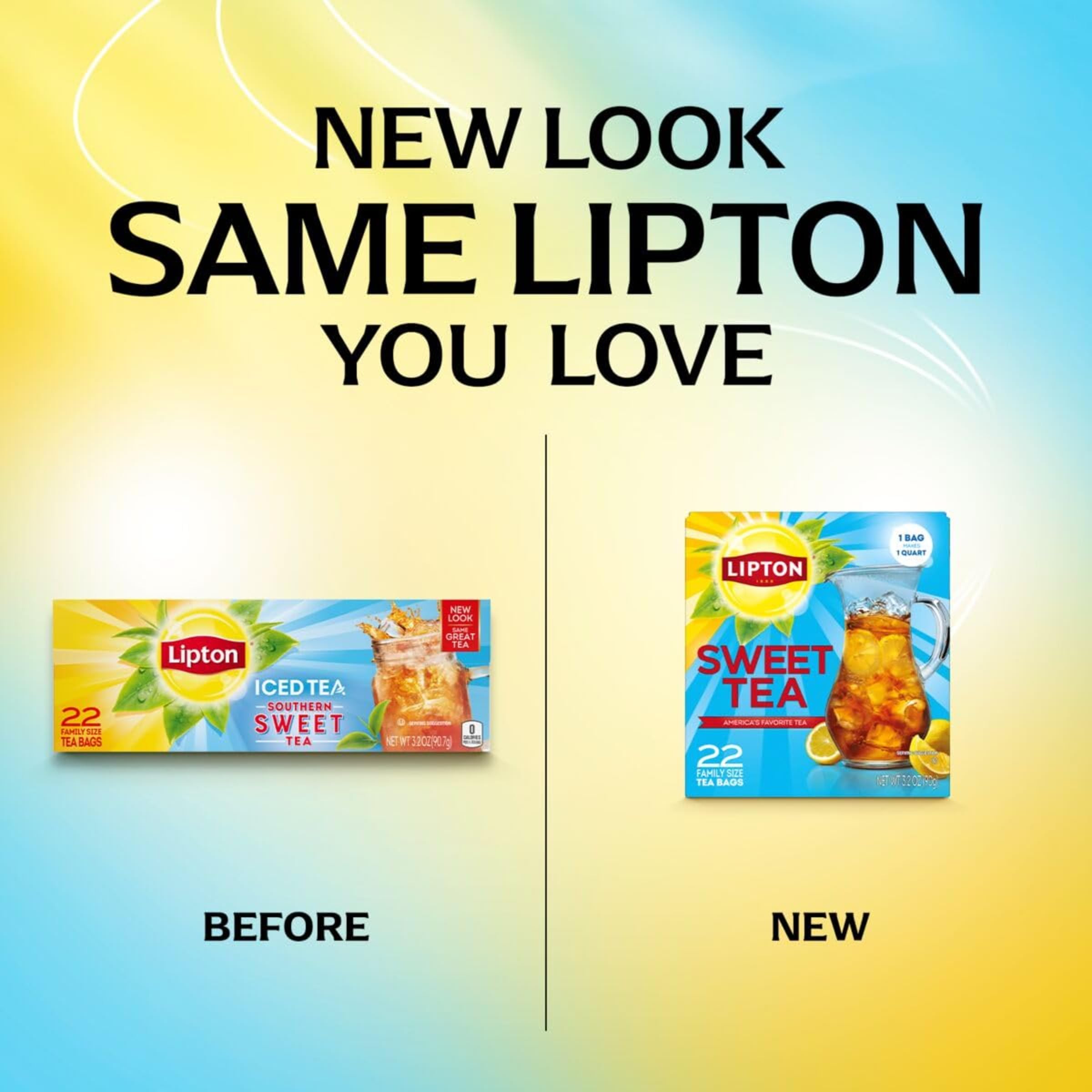 Lipton Southern Sweet Tea amber color pour evokes classic Southern refreshment.