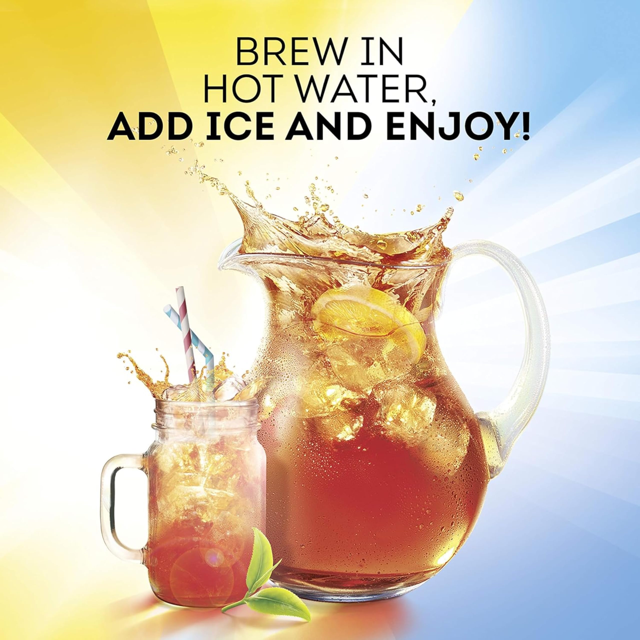 Lipton Southern Sweet Tea on kitchen counter emphasizes convenience and timeless taste.
