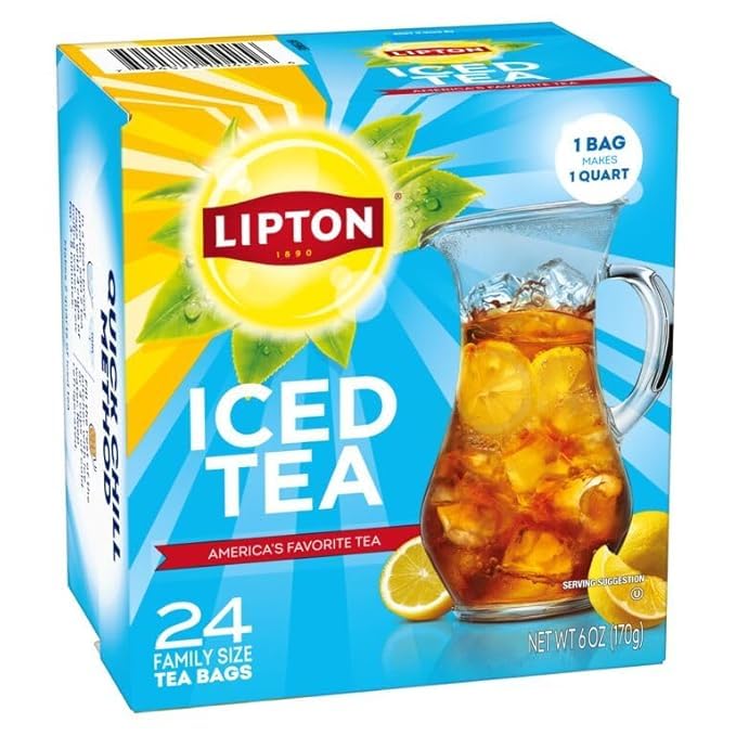 Lipton Unsweetened Iced Tea Bags 24-quart brewing guide for scalable servings.