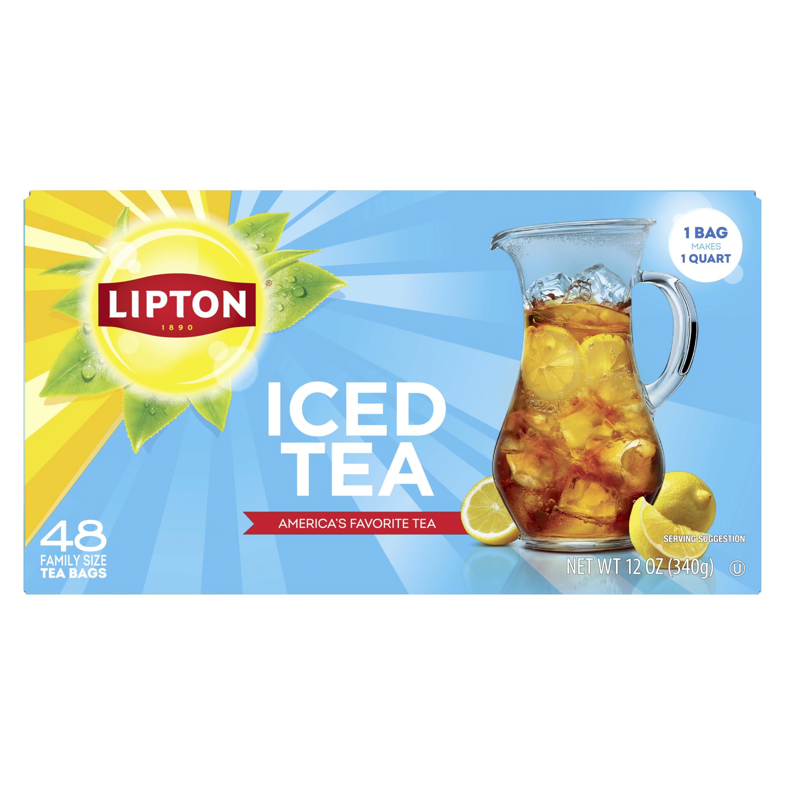 Lipton unsweetened iced tea bags create a crisp pitcher with zero-calorie refreshment.