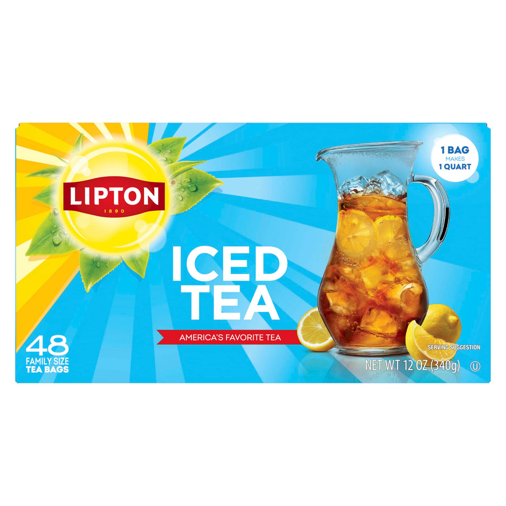 Lipton unsweetened iced tea bags create a crisp pitcher with zero-calorie refreshment.