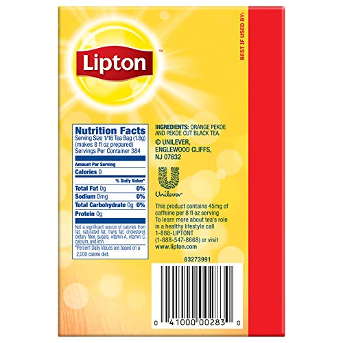 Lipton unsweetened iced tea served in a tall glass