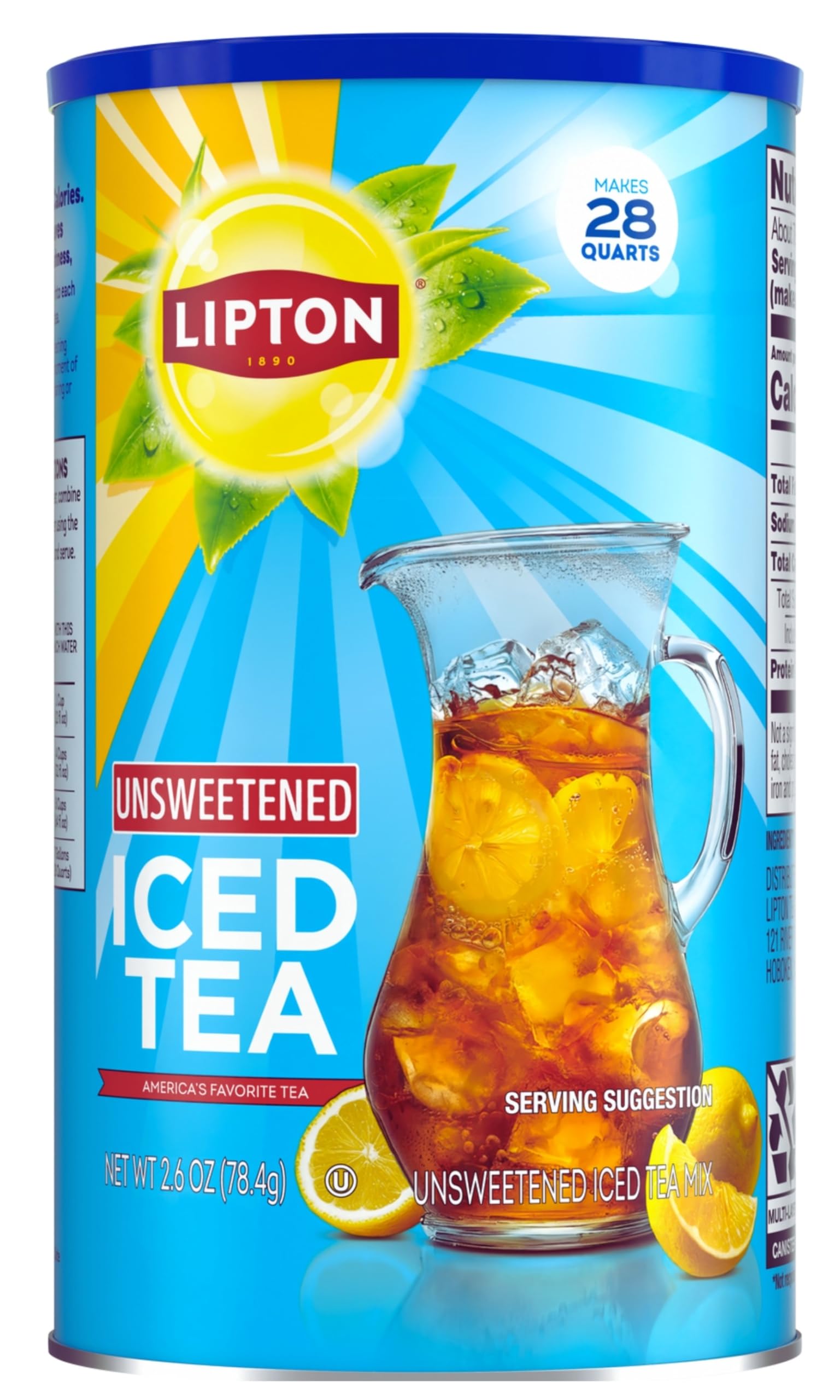 Lipton unsweetened iced tea mix jars on counter for crisp refreshment