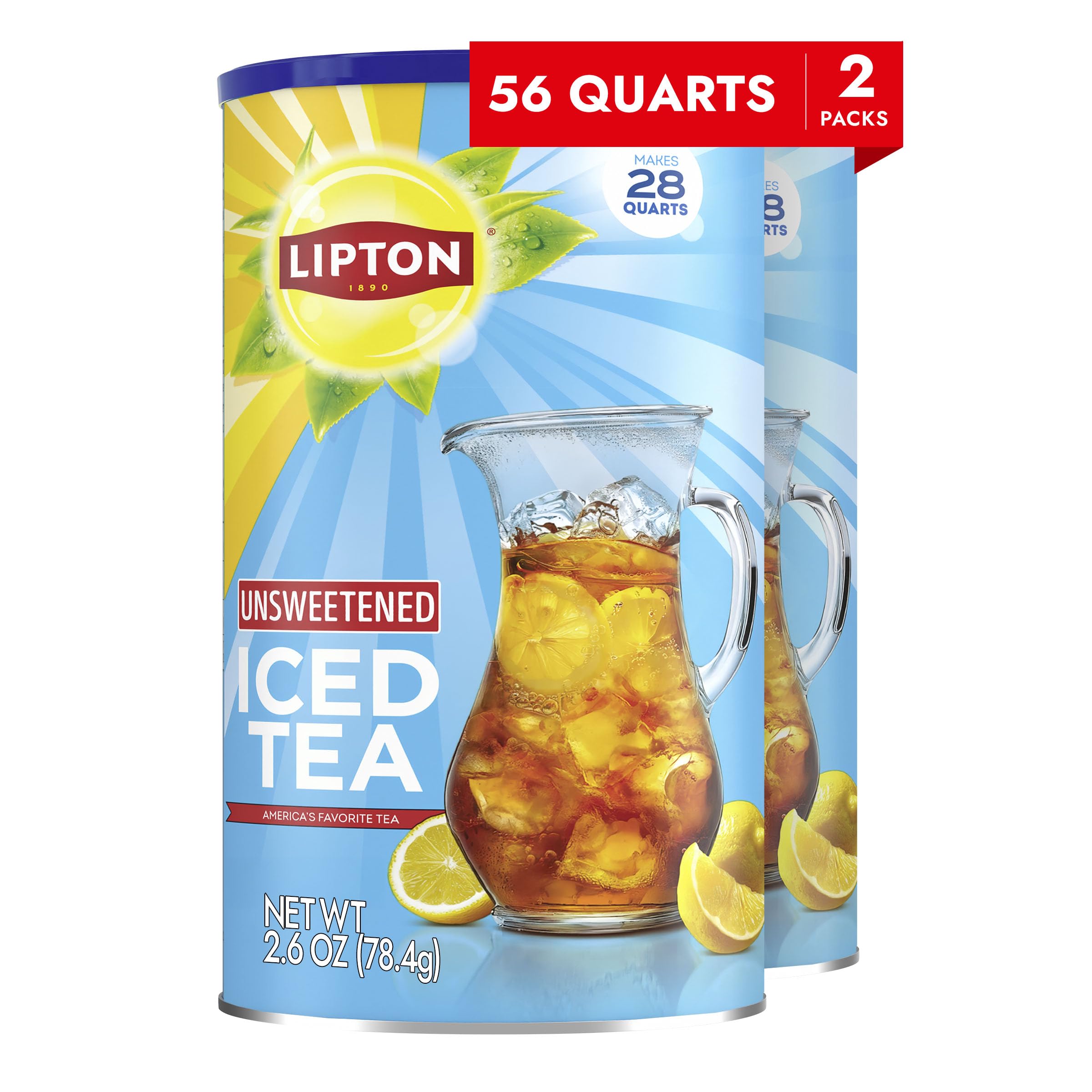 Lipton unsweetened iced tea mix lemon packaging ready for fresh cold brew.