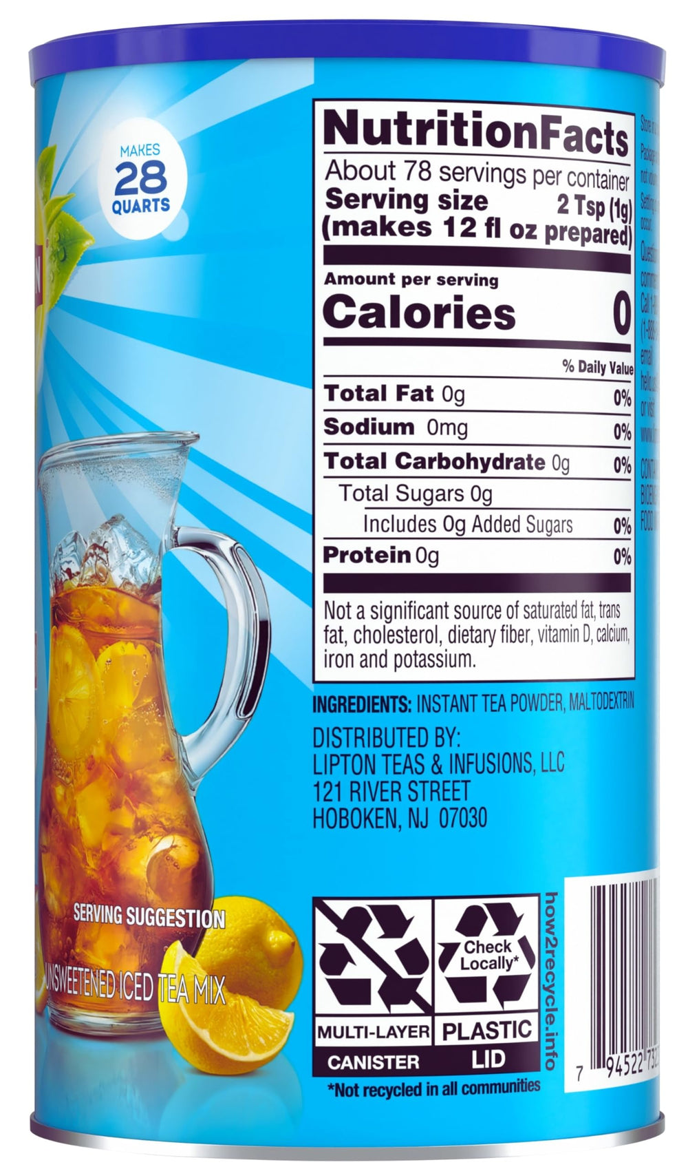 Measuring spoon shows Lipton mix for fast, zero-calorie refreshment