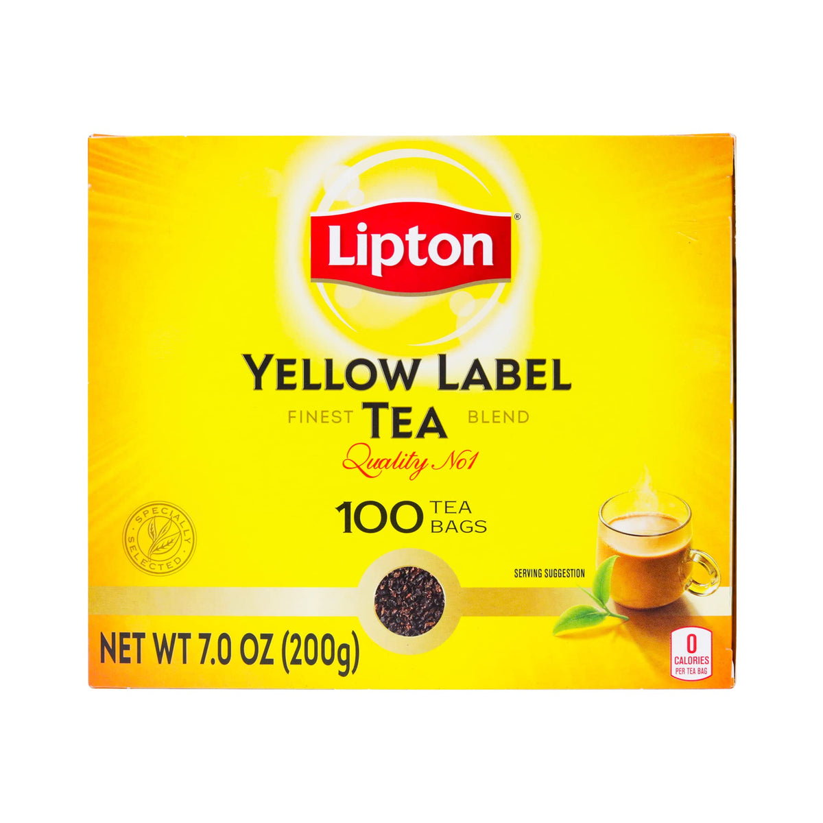 Lipton Yellow Label International Blend tea bags in a 200g pack for premium flavor.