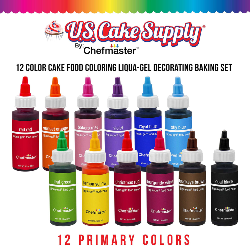 Liqua-Gel color mixing wheel with U.S. Cake Supply for precise shade control.