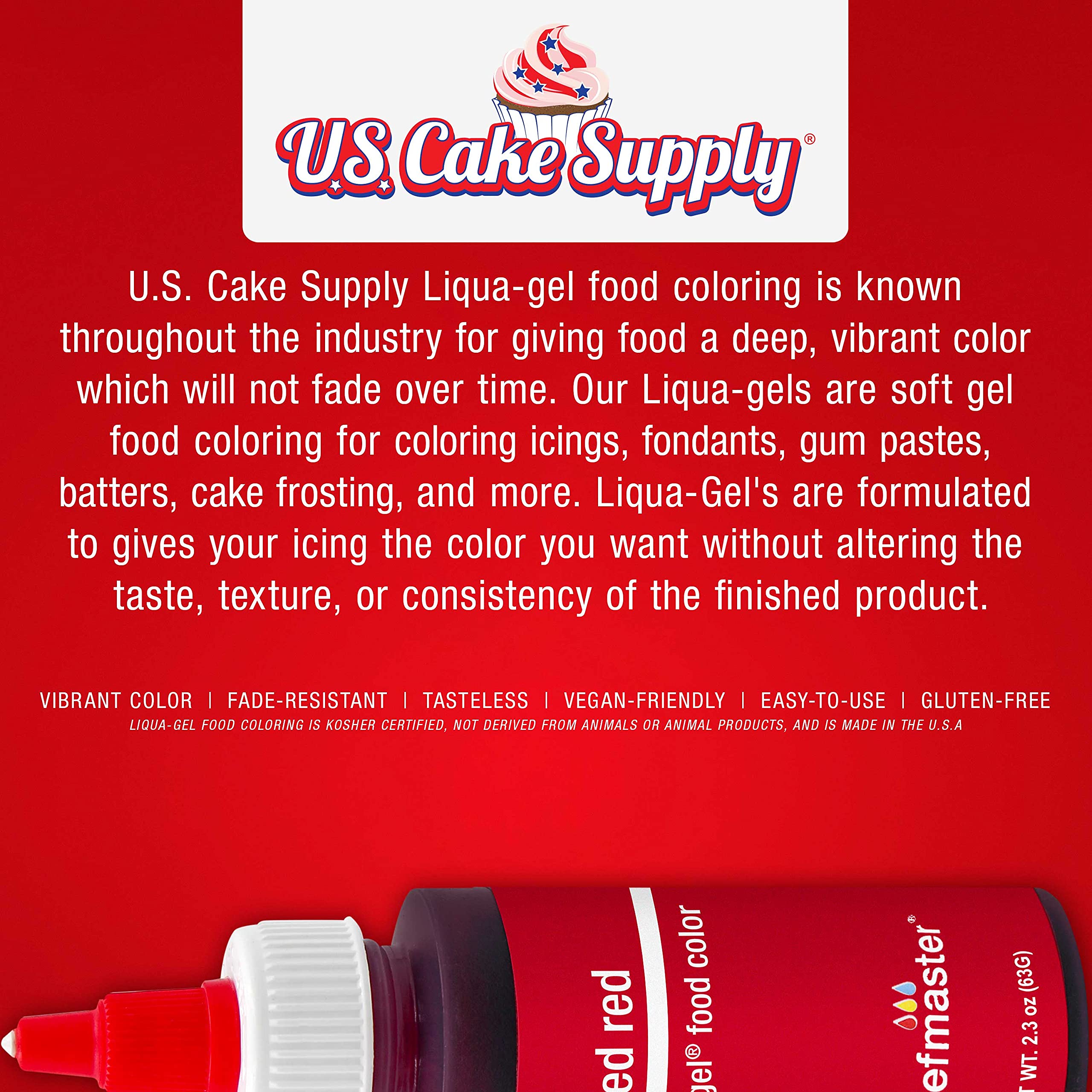 Liqua-Gel freeze-tolerant colors from U.S. Cake Supply stay bold after chilling.