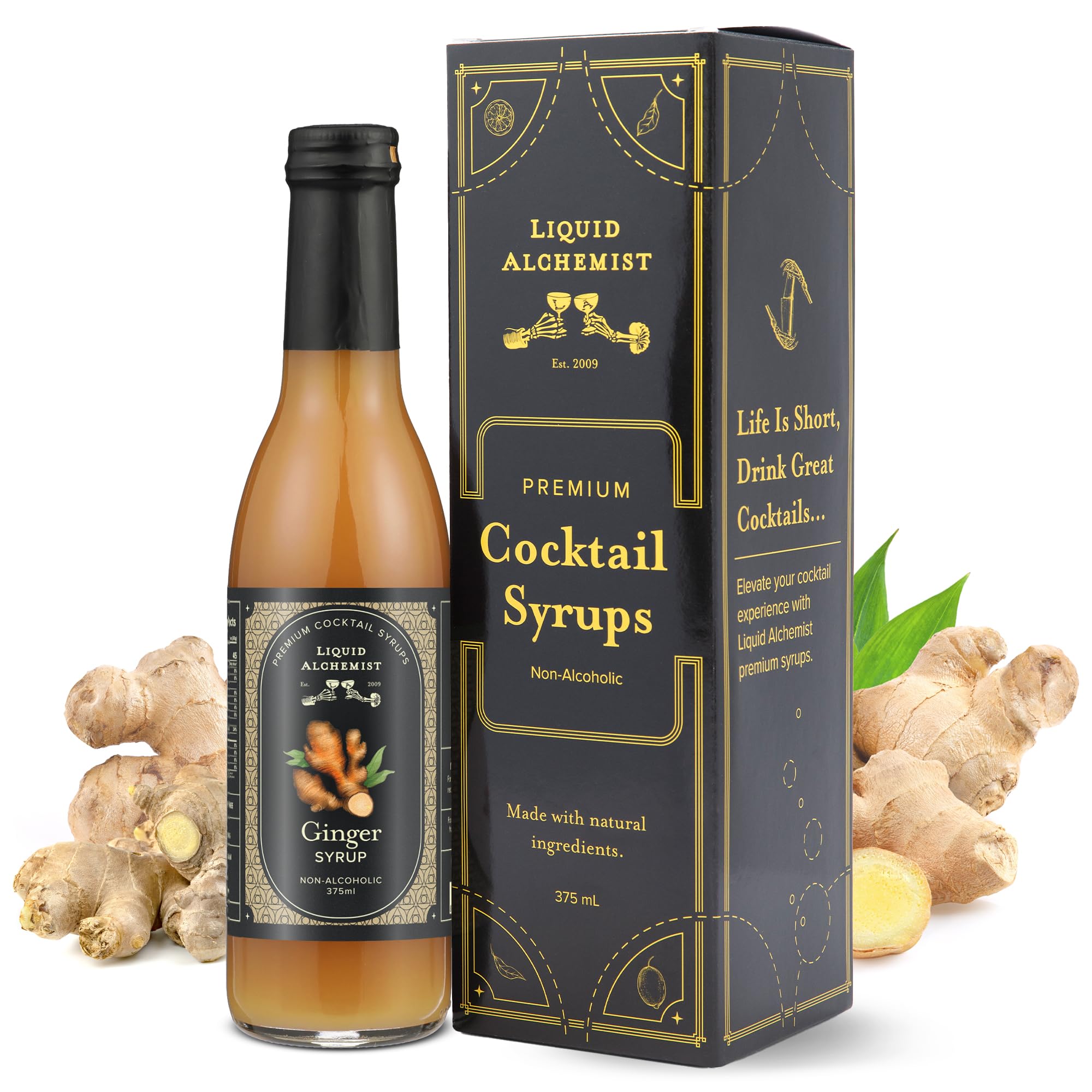 Liquid Alchemist Ginger Syrup bottle—real ingredients for premium cocktails.