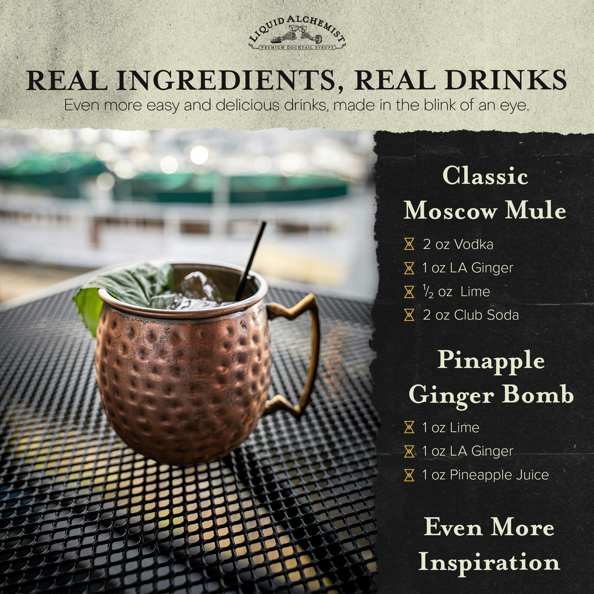 Liquid Alchemist Ginger Syrup lemonade glass highlighting versatile non-alcoholic beverages.