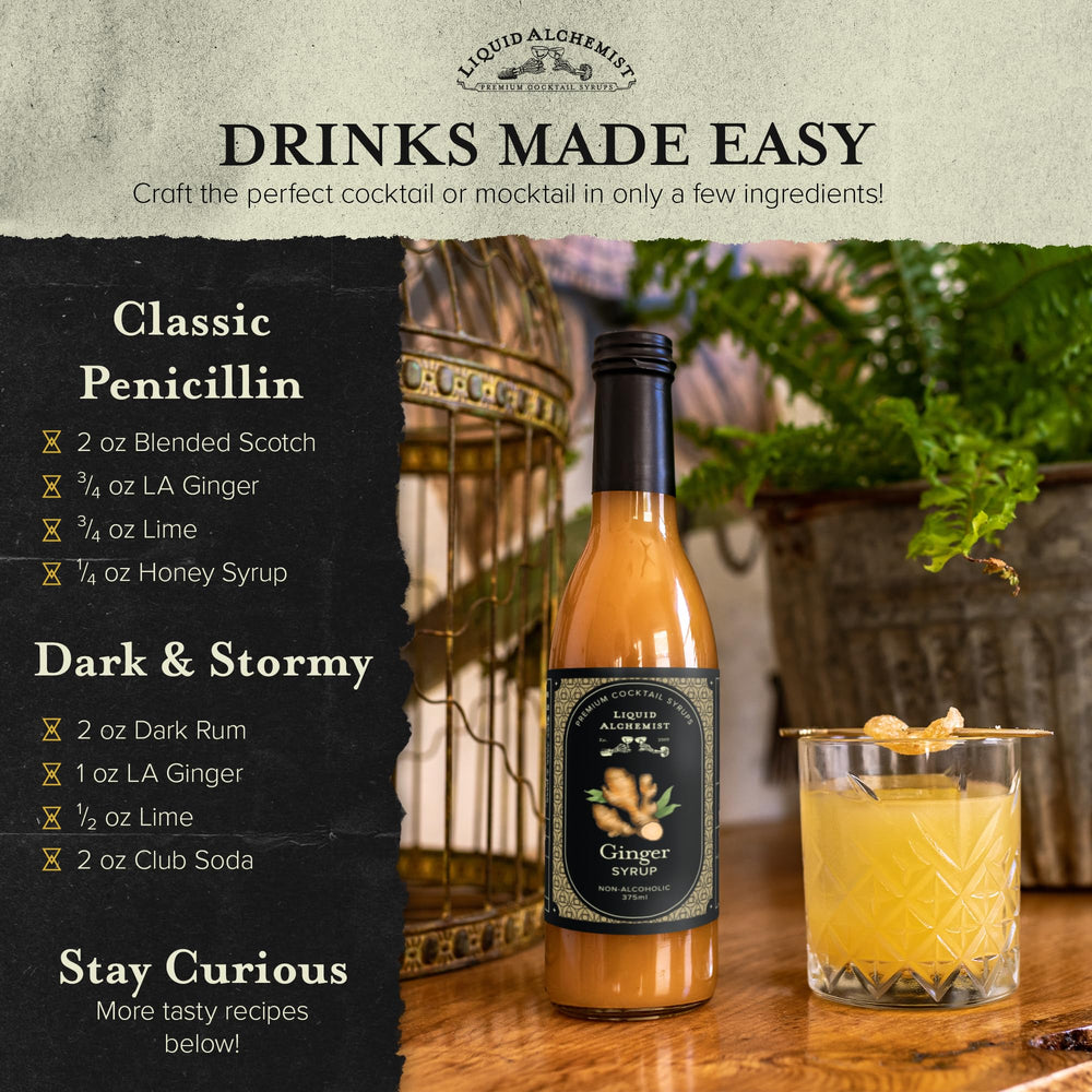 Liquid Alchemist Ginger Syrup Moscow Mule glass ready for easy mixed drinks.