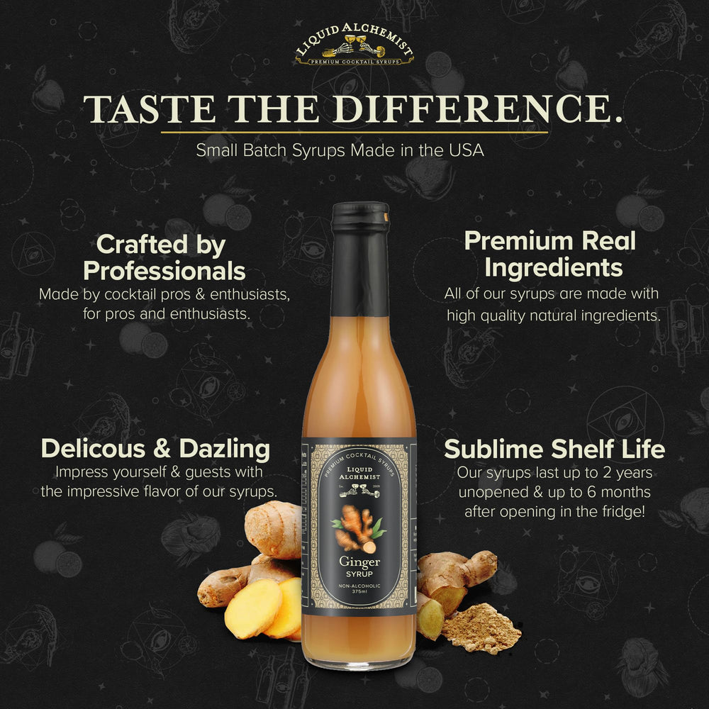 Liquid Alchemist Ginger Syrup tea cup ready to boost flavor in tea.