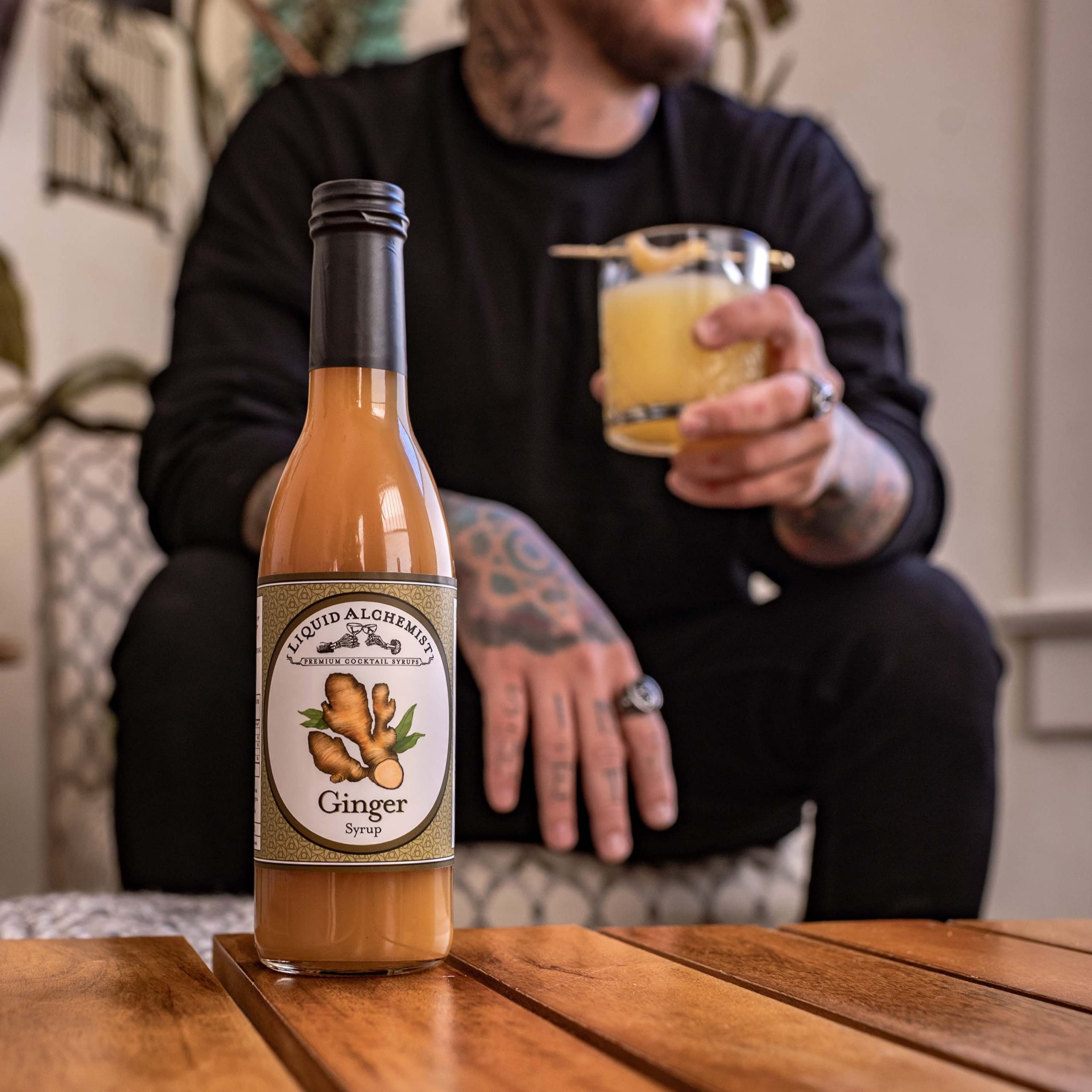 Liquid Alchemist Ginger Syrup vegan cane sugar represents plant-based sweetener option.
