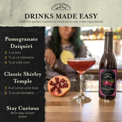 Liquid Alchemist grenadine in a Shirley Temple mocktail for family-friendly drinks